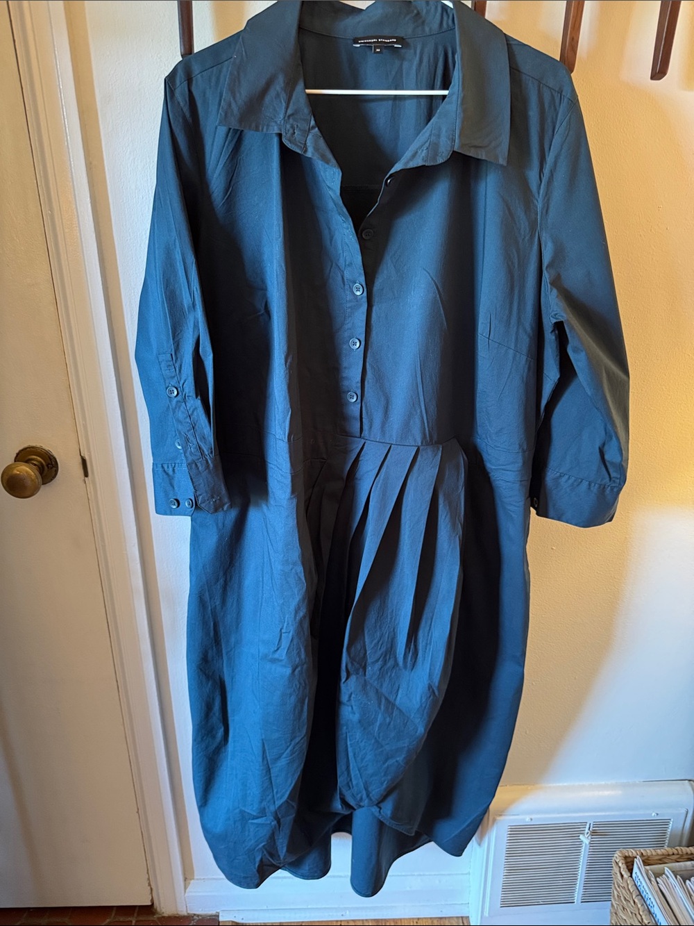 Universal Standard Deep Teal Cotton Dress 3/4 Sleeves